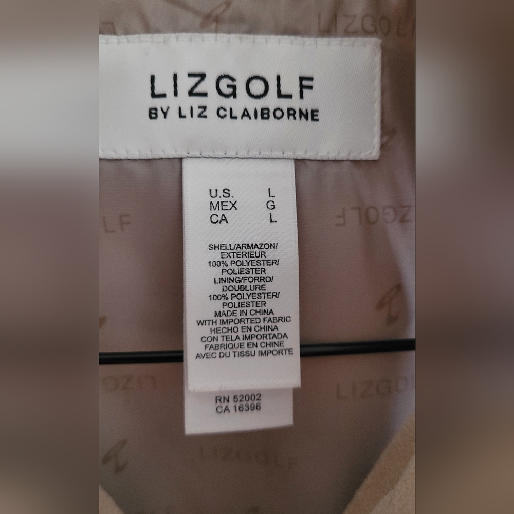 LizGolf suede full zip ribbed collar lined outdoor vest Women's L tan colored - Picture 3 of 9